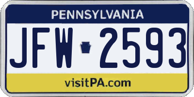 PA license plate JFW2593