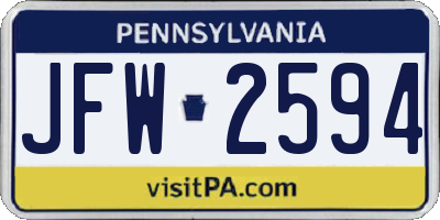 PA license plate JFW2594