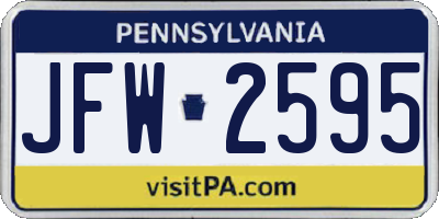 PA license plate JFW2595