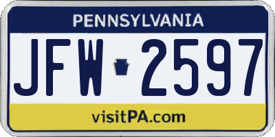 PA license plate JFW2597