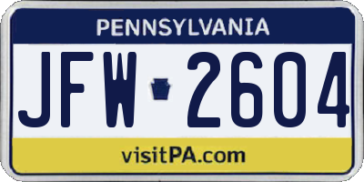 PA license plate JFW2604