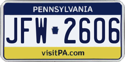 PA license plate JFW2606