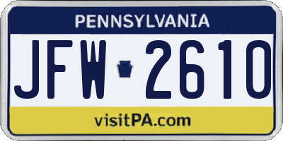 PA license plate JFW2610