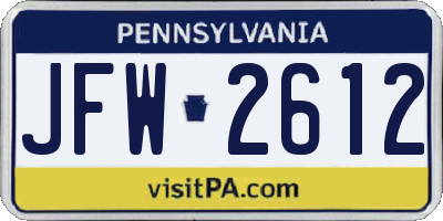 PA license plate JFW2612
