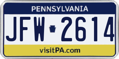 PA license plate JFW2614