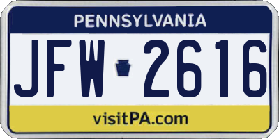 PA license plate JFW2616