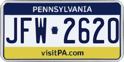 PA license plate JFW2620