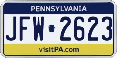 PA license plate JFW2623