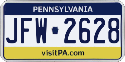 PA license plate JFW2628