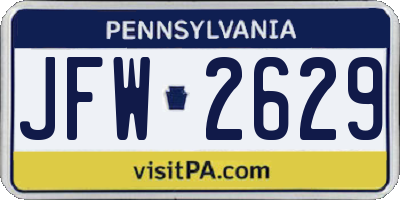 PA license plate JFW2629