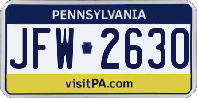 PA license plate JFW2630