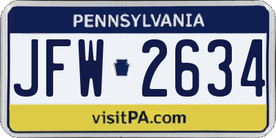 PA license plate JFW2634