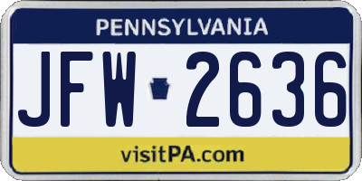 PA license plate JFW2636