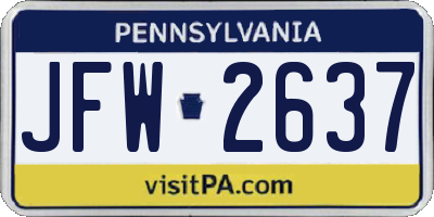 PA license plate JFW2637