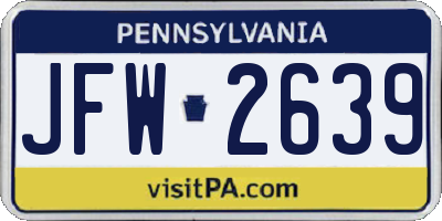 PA license plate JFW2639