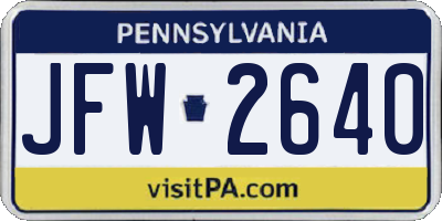 PA license plate JFW2640