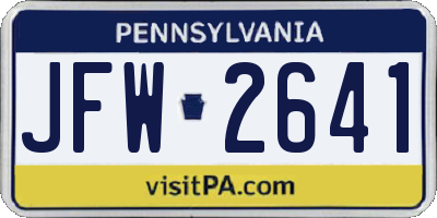PA license plate JFW2641