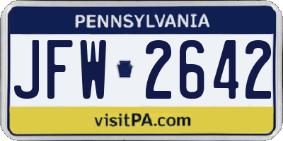 PA license plate JFW2642
