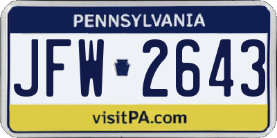 PA license plate JFW2643