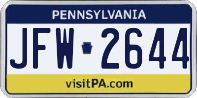 PA license plate JFW2644