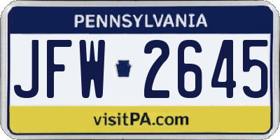 PA license plate JFW2645