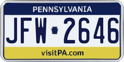 PA license plate JFW2646