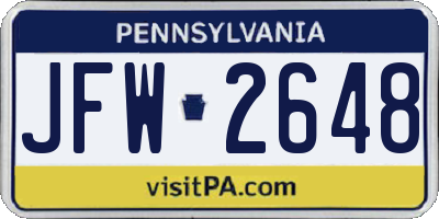 PA license plate JFW2648