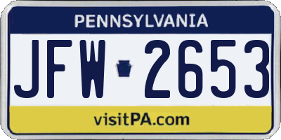 PA license plate JFW2653