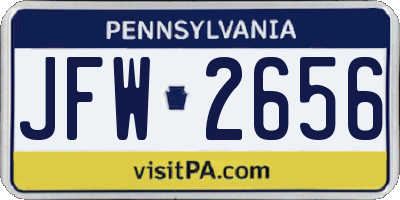 PA license plate JFW2656
