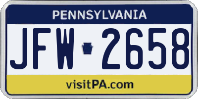PA license plate JFW2658