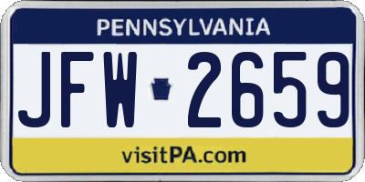PA license plate JFW2659