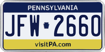 PA license plate JFW2660