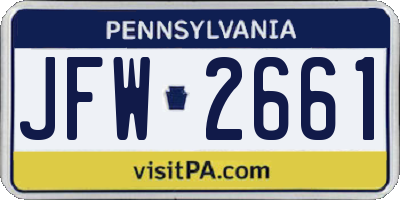 PA license plate JFW2661