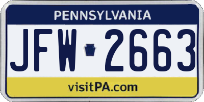 PA license plate JFW2663