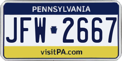 PA license plate JFW2667