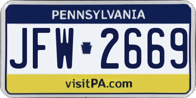 PA license plate JFW2669