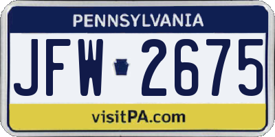 PA license plate JFW2675