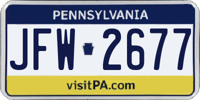 PA license plate JFW2677