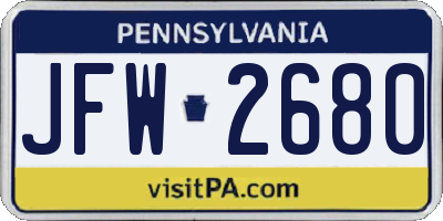 PA license plate JFW2680