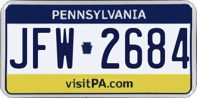 PA license plate JFW2684