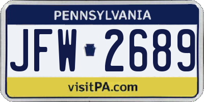 PA license plate JFW2689