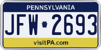 PA license plate JFW2693