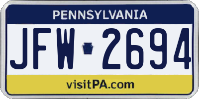 PA license plate JFW2694
