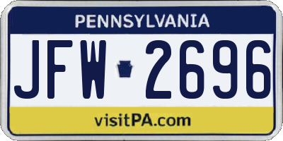 PA license plate JFW2696