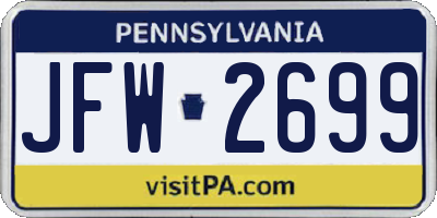 PA license plate JFW2699