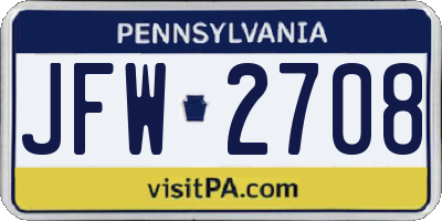PA license plate JFW2708