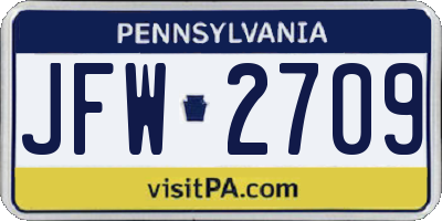 PA license plate JFW2709