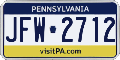PA license plate JFW2712