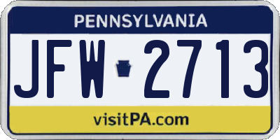 PA license plate JFW2713