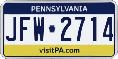 PA license plate JFW2714